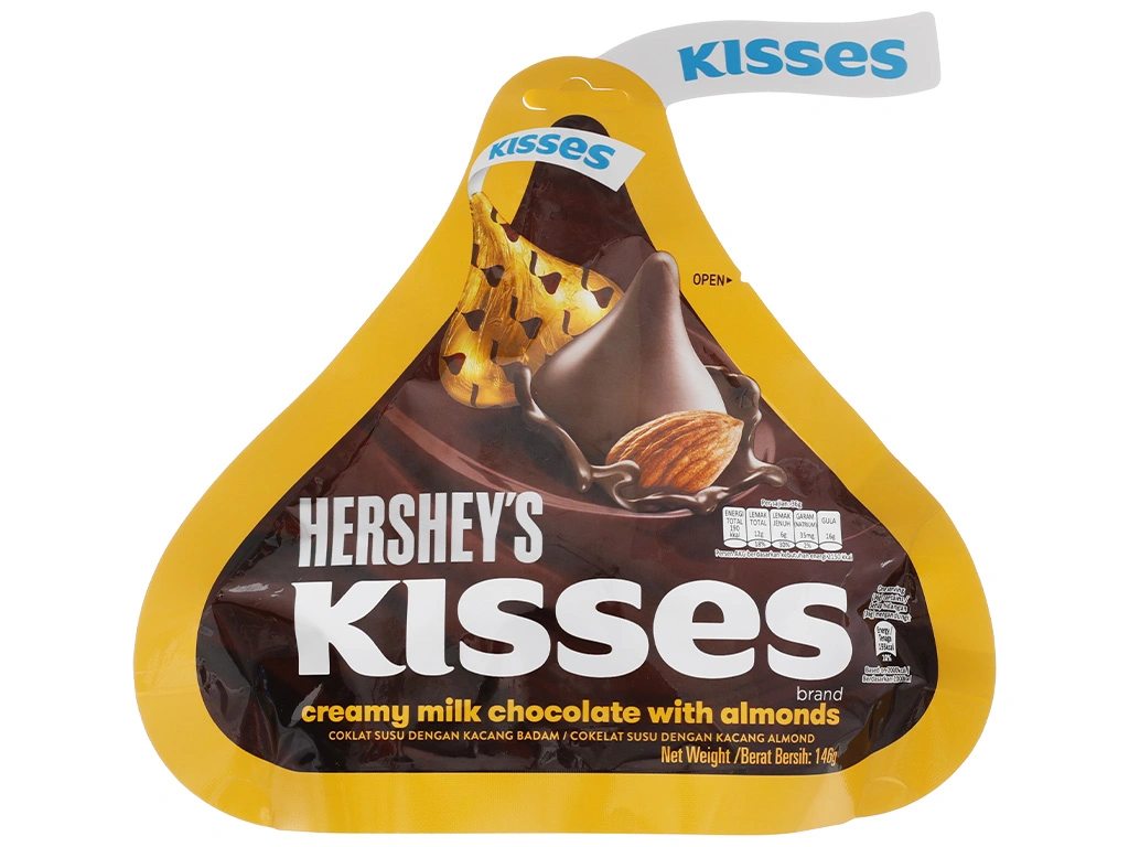 Socola kem sữa hạnh nhân Hershey's Kisses gói 146g